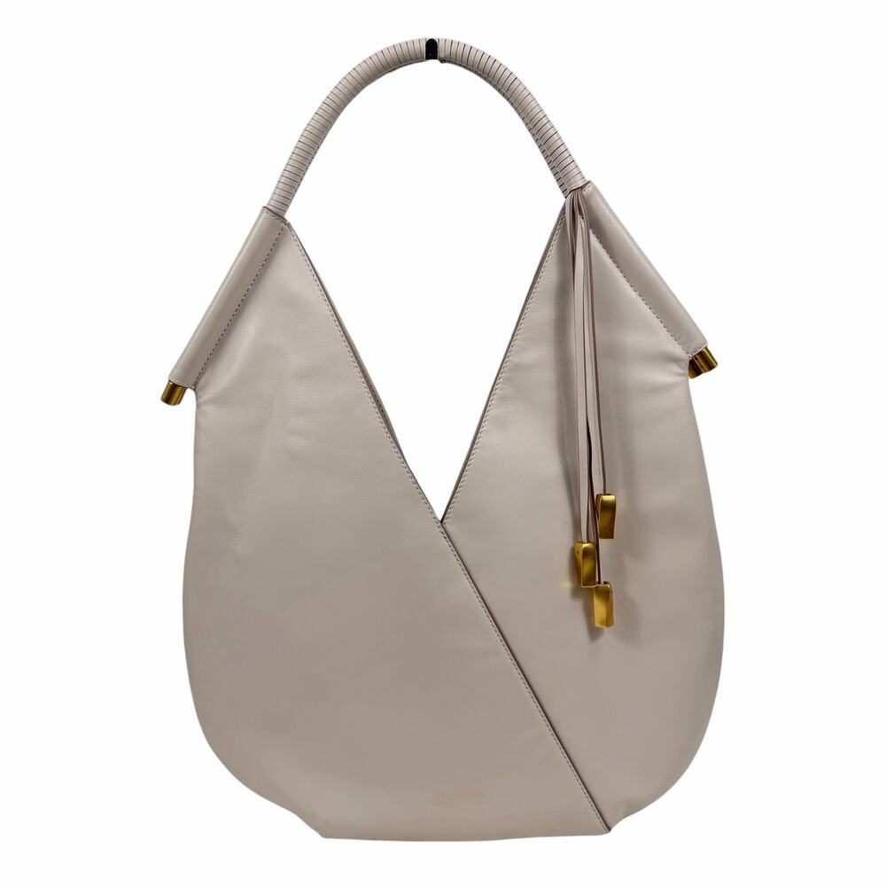 Donna Karan Baldwin Large Shoulder Bag with Pouch Sand White Leather - Picture 4 of 15
